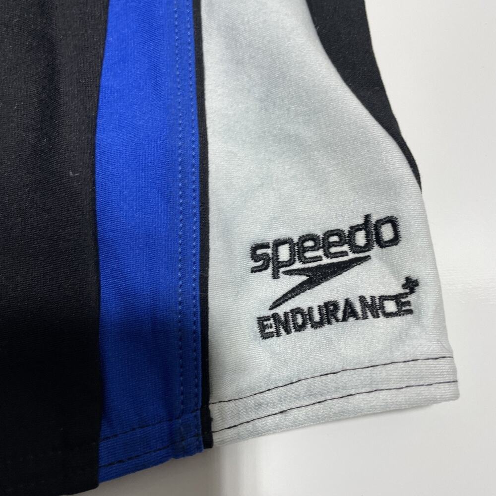 Mens Black wBlue White SPEEDO Competitive Swim Shorts 32 - Picture 7 of 11